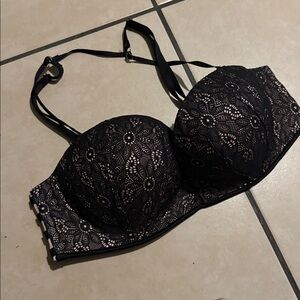 Victoria's Secret Black and Pink Lace Detail Bag